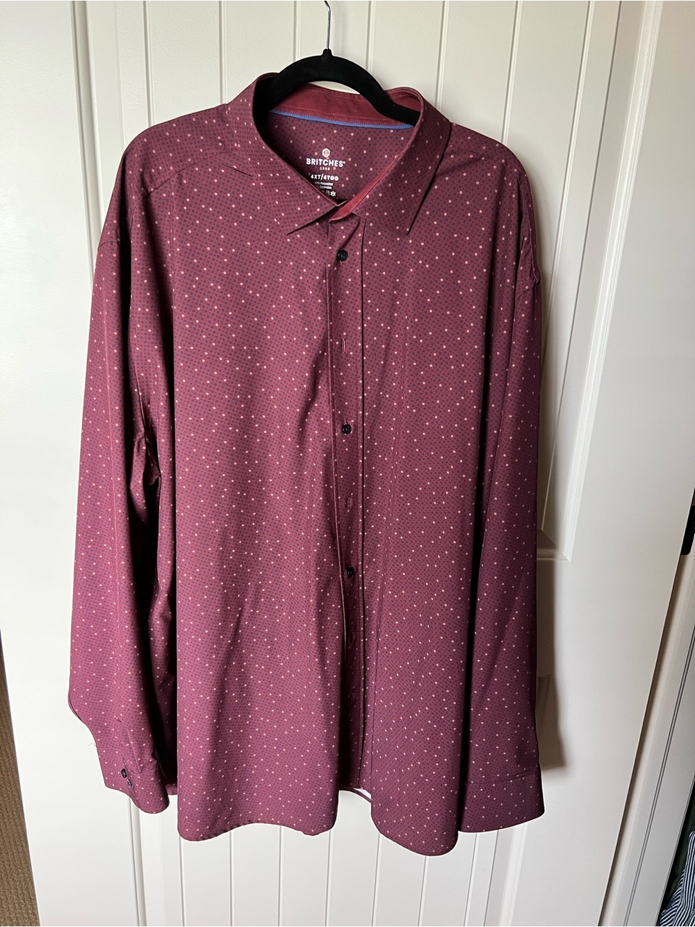 Branded Men's Maroon Dot-Print Button-Down Shirt